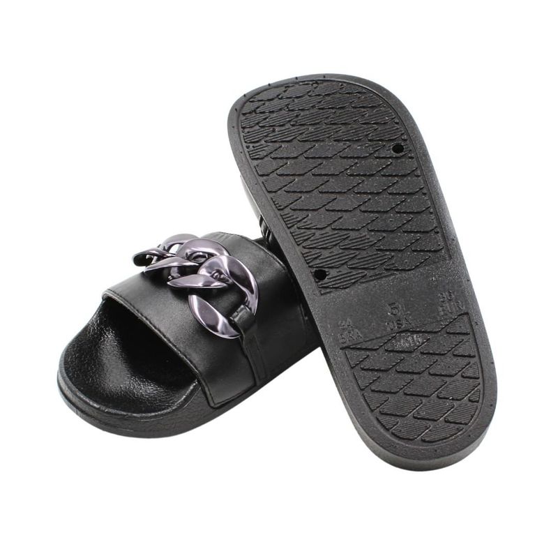 Fashion, accesorii si bijuterii - Femei - Incaltaminte femei - Slapi si papuci femei - Papuci de dama, cu lant decorativ oversized, Perletti, 41 EU - Infinity.ro