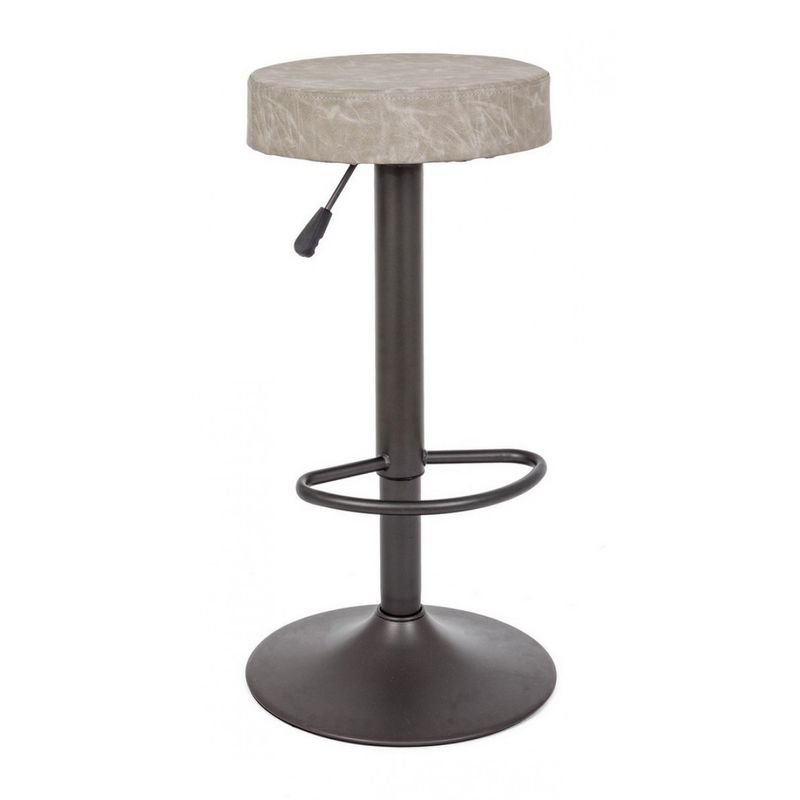 Casa si Gradina - Mobilier - Scaune si fotolii - Scaune - Scaun de bar cadru fier gri si sezut piele ecologica gri deschis Piper 35 cm x 35 cm x 64/85 h - Infinity.ro