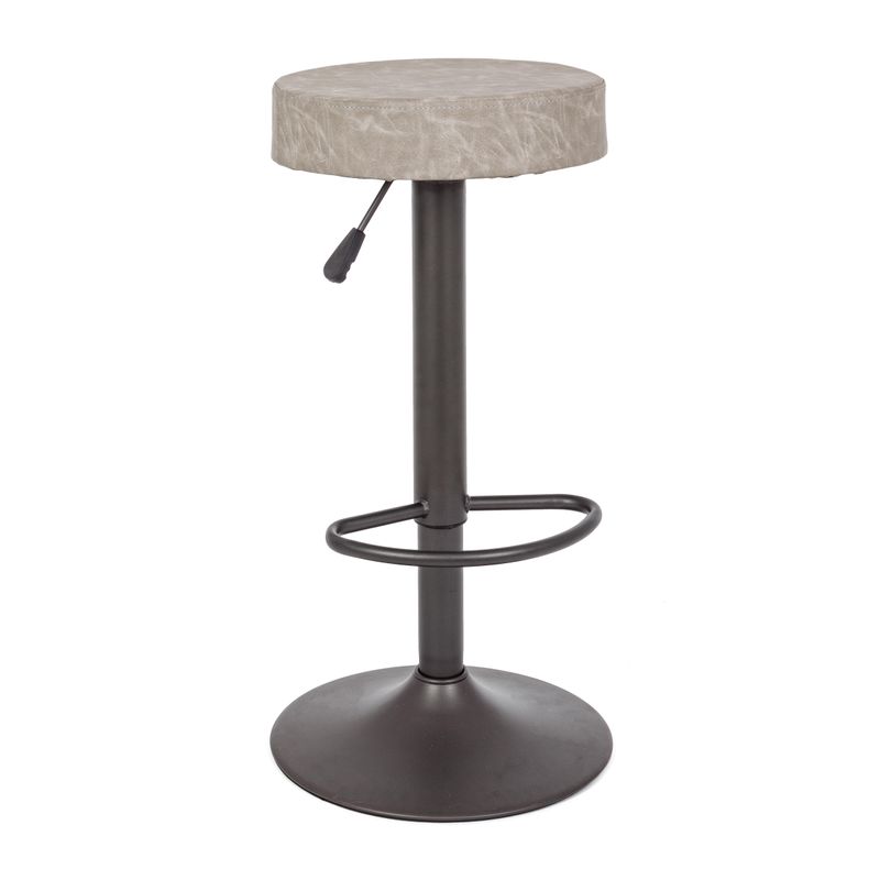 Casa si Gradina - Mobilier - Scaune si fotolii - Scaune - Scaun de bar cadru fier gri si sezut piele ecologica gri deschis Piper 35 cm x 35 cm x 64/85 h - Infinity.ro