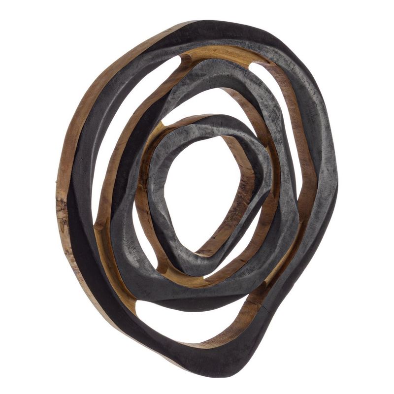 Casa si Gradina - Decoratiuni - Decoratiuni perete - Decoratiune de perete din lemn negru si natur Lenwood Ã˜ 70  - 75 cm x 5 cm - Infinity.ro