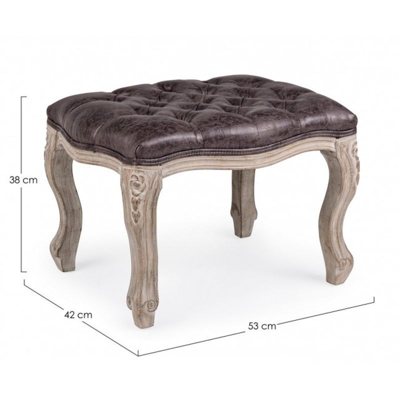 Casa si Gradina - Mobilier - Scaune si fotolii - Tabureti - Taburet din lemn cu sezut piele ecologica maro Diva 53x42x38 cm - Infinity.ro