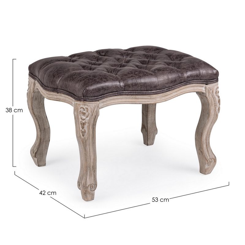 Casa si Gradina - Mobilier - Scaune si fotolii - Tabureti - Taburet din lemn cu sezut piele ecologica maro Diva 53x42x38 cm - Infinity.ro