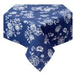 Casa si Gradina - Textile si covoare - Textile bucatarie - Fete de masa - Fata de masa bumbac albastru alb Flowers 150x250 cm - Infinity.ro