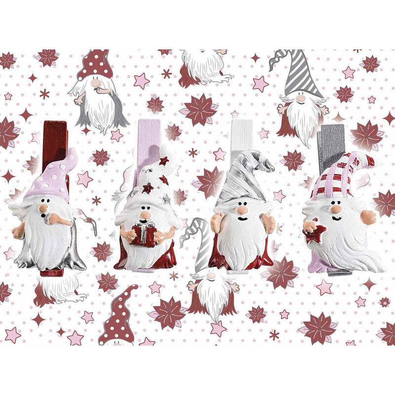 Casa si Gradina - Decoratiuni - Decoratiuni de sezon - Set 24 decoratiuni Mos Craciun cu clips 2.5x4.5 cm - Infinity.ro