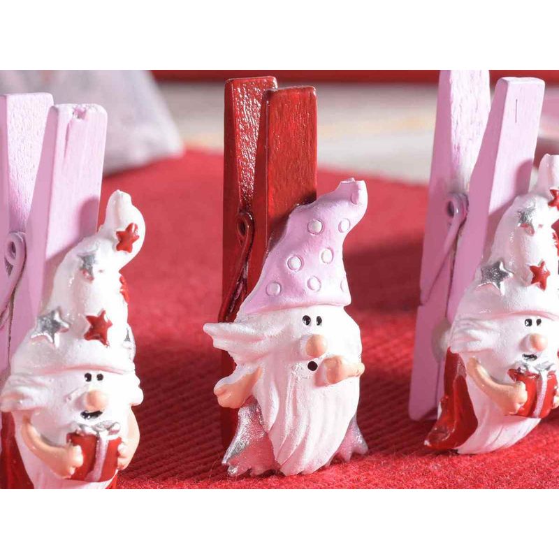 Casa si Gradina - Decoratiuni - Decoratiuni de sezon - Set 24 decoratiuni Mos Craciun cu clips 2.5x4.5 cm - Infinity.ro