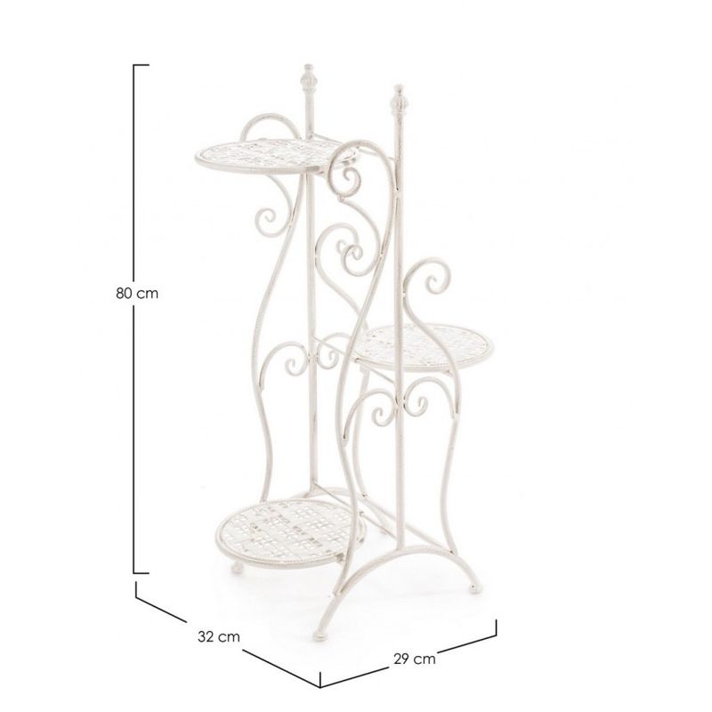 Casa si Gradina - Gradinarit si plante - Plante si ghivece - Ghivece si suporturi - Suport flori otel alb patinat Emily 32x29x80 cm - Infinity.ro