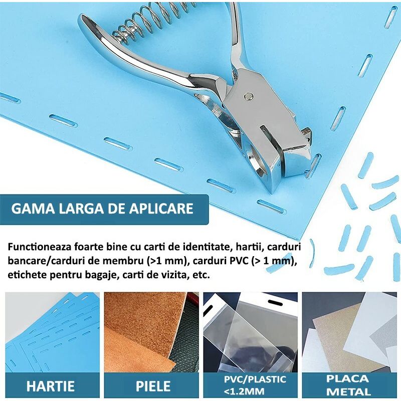 Carti si Birotica - Birotica - Accesorii de birou - Capsatoare si perforatoare - Perforator pentru carduri, etichete, tip cleste, gaura 13x3 mm, metalic - Infinity.ro