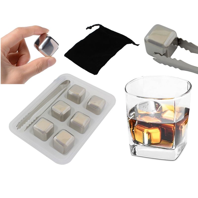 Casa si Gradina - Bucatarie si vesela - Accesorii bar - Forme cuburi de gheata - Set 6 cuburi din inox pentru racire bauturi - Infinity.ro