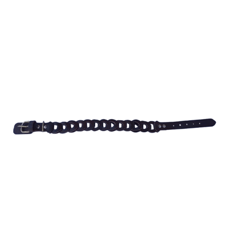Petshop - Accesorii petshop - Zgarzi, lese si hamuri - Zgarzi - Zgarda maro ciocolatiu, impletita, din piele naturala, pentru caini 60x3 cm, ajustabil 46-54 cm - Infinity.ro