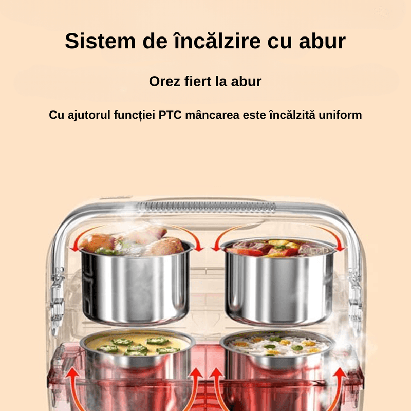 Casa si Gradina - Bucatarie si vesela - Organizare si depozitare bucatarie - Cutii alimentare - Cutie de Pranz Electrica LUDORA®, Functie de Incalzit si Gatit la Abur, 4 Containere Iterioare Detasabile, Capacitate 2L - Infinity.ro