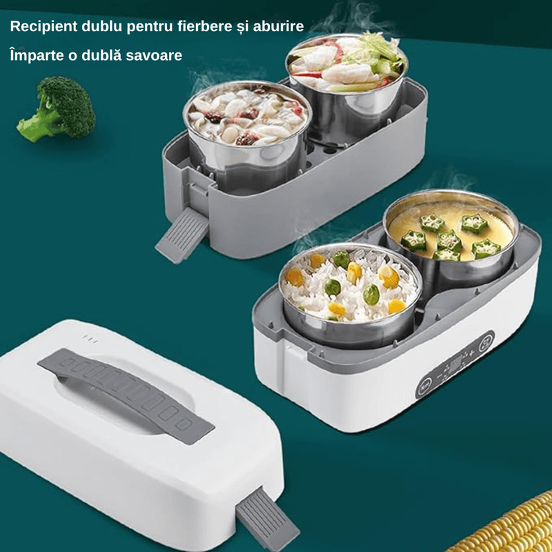 Casa si Gradina - Bucatarie si vesela - Organizare si depozitare bucatarie - Cutii alimentare - Cutie de Pranz Electrica LUDORA®, Functie de Incalzit si Gatit la Abur, 4 Containere Iterioare Detasabile, Capacitate 2L - Infinity.ro
