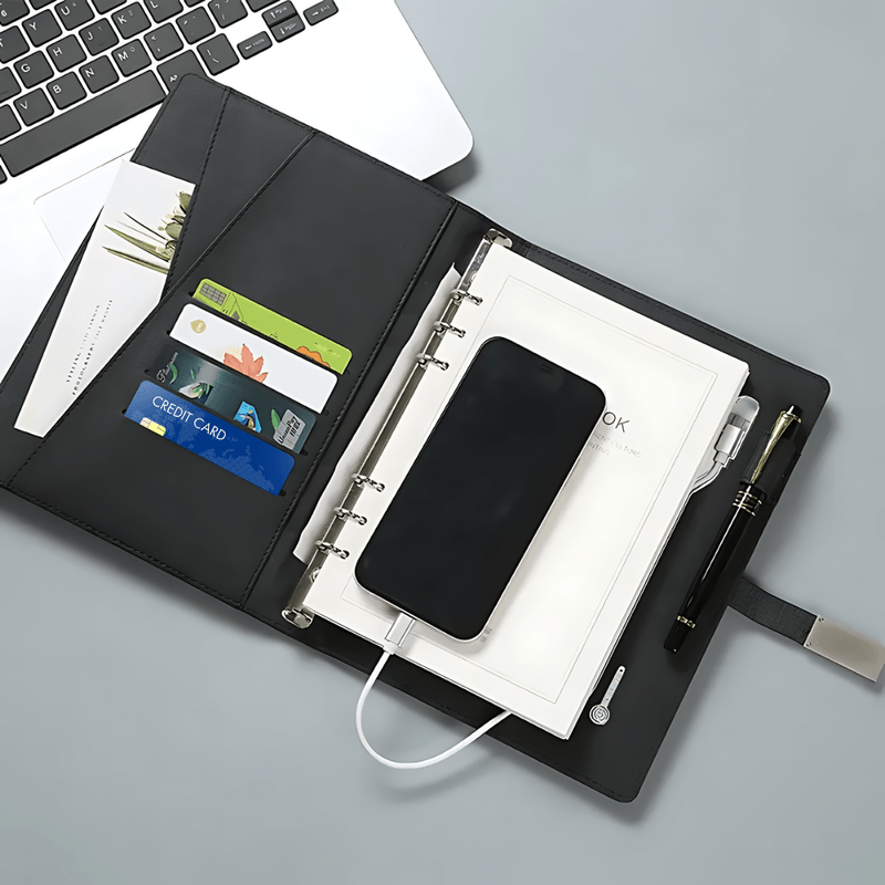 Carti si Birotica - Papetarie - Agende si calendare - Agende si carnete - Set Agenda Inteligenta Premium LUDORA®, Pix Business si Termos, Incarcare Wireless, Baterie Externa Incorporata 8000mAh - Infinity.ro