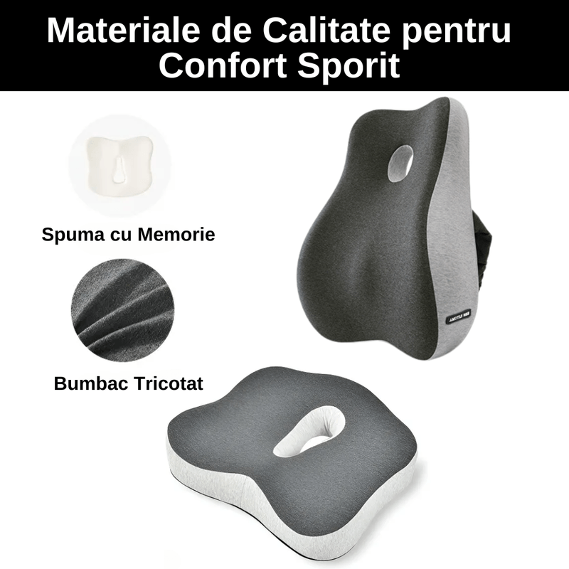 Casa si Gradina - Textile si covoare - Perne si pilote - Perne - Set 2 Perne Ortopedice LUDORA®, Spuma cu memorie Premium, Perna lombara completa & Perna sezut - Infinity.ro