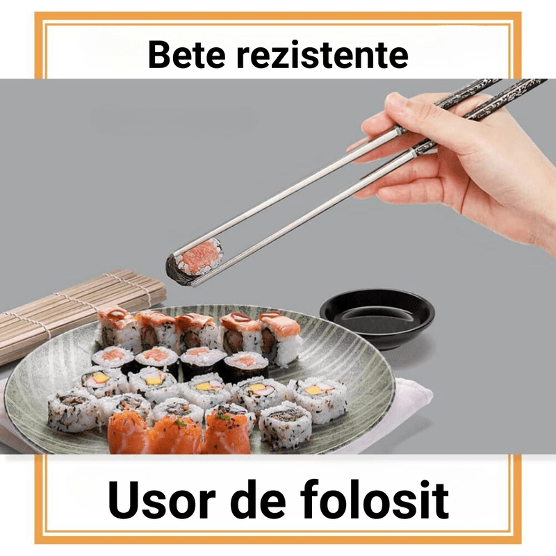 Casa si Gradina - Bucatarie si vesela - Vesela si tacamuri - Tacamuri si seturi - Set 2 Bete Chinezesti Traditionale, LUDORA®, Pentru Mancat, Din Otel Inoxidabil, Rezistente la Spalare - Infinity.ro