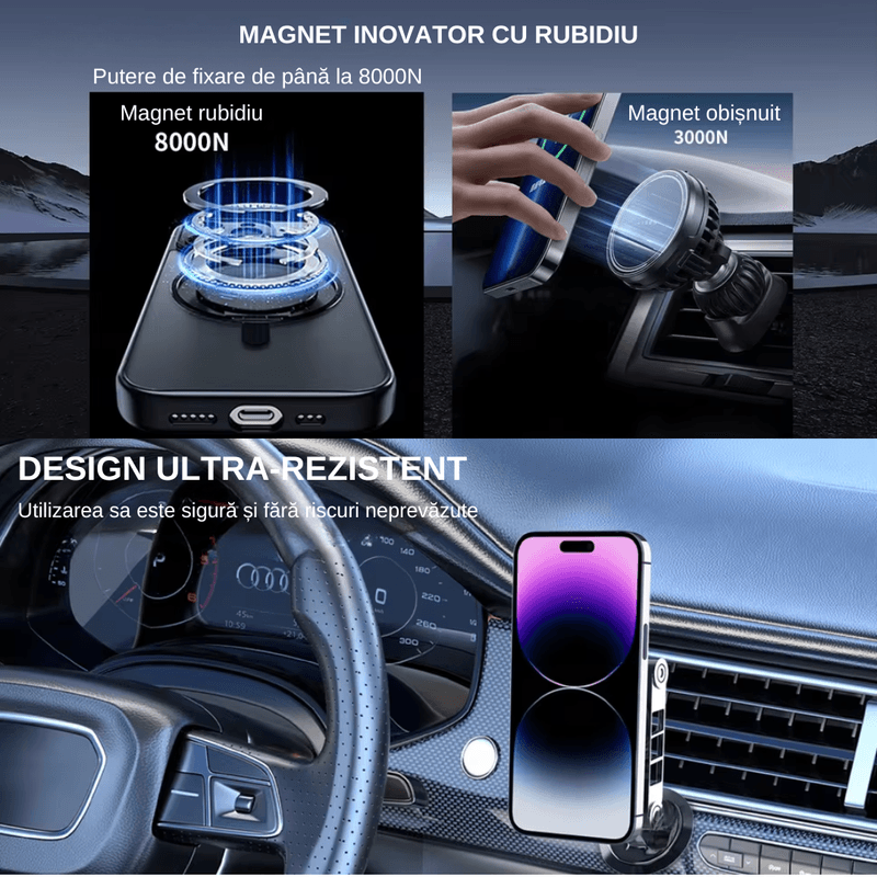 Laptop, Telefoane si Tablete - Telefoane mobile si accesorii - Accesorii Telefoane - Alte accesorii telefoane - Suport Auto LUDORA® pentru Telefon, Brat Metalic din Aliaj Rezistent, Magnet Puternic, Universal, Rotire 360 grade - Infinity.ro