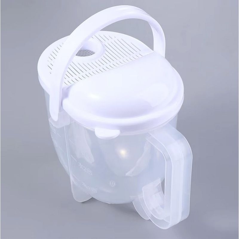 Casa si Gradina - Bucatarie si vesela - Ustensile bucatarie - Site bucatarie, strecuratori si accesorii - Strecuratoare pentru orez, cu sita si capac, plastic, capacitate 1L, 15.5x17cm, alb-transparent - Infinity.ro