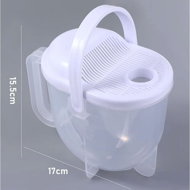 Casa si Gradina - Bucatarie si vesela - Ustensile bucatarie - Site bucatarie, strecuratori si accesorii - Strecuratoare pentru orez, cu sita si capac, plastic, capacitate 1L, 15.5x17cm, alb-transparent - Infinity.ro