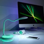 Casa si Gradina - Corpuri si surse de iluminat - Veioze si lampi - Lampadare - Lampa de masa cu 16 SMD LED RGB, 5500K, 256 culori, flexibila, cablu USB, inaltime 48 cm, alb - Infinity.ro