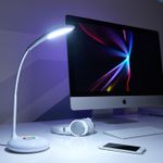 Casa si Gradina - Corpuri si surse de iluminat - Veioze si lampi - Lampadare - Lampa de masa cu 16 SMD LED RGB, 5500K, 256 culori, flexibila, cablu USB, inaltime 48 cm, alb - Infinity.ro