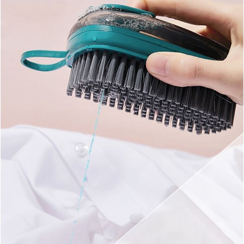 Market - Spalare si intretinere rufe - Produse intretinere Incaltaminte - Perii si alte accesorii - Perie de curatat cu recipient pentru detergent, plastic, 11.5x5.5x2 cm, verde - Infinity.ro