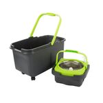 Market - Curatenie si intretinere casa - Produse menaj - Mopuri - Set cu galeata si mop cu stoarcere rotativa, plastic-metal, maner telescopic 94-126cm lungime, negru-verde - Infinity.ro