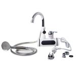 Casa si Gradina - Sanitare - Instalatii hidro - Robineti - Robinet electric pentru incalzit apa instant, 3000W, afisaj LCD, metalic, cu dus, inaltim robinet 31 cm, alb - Infinity.ro