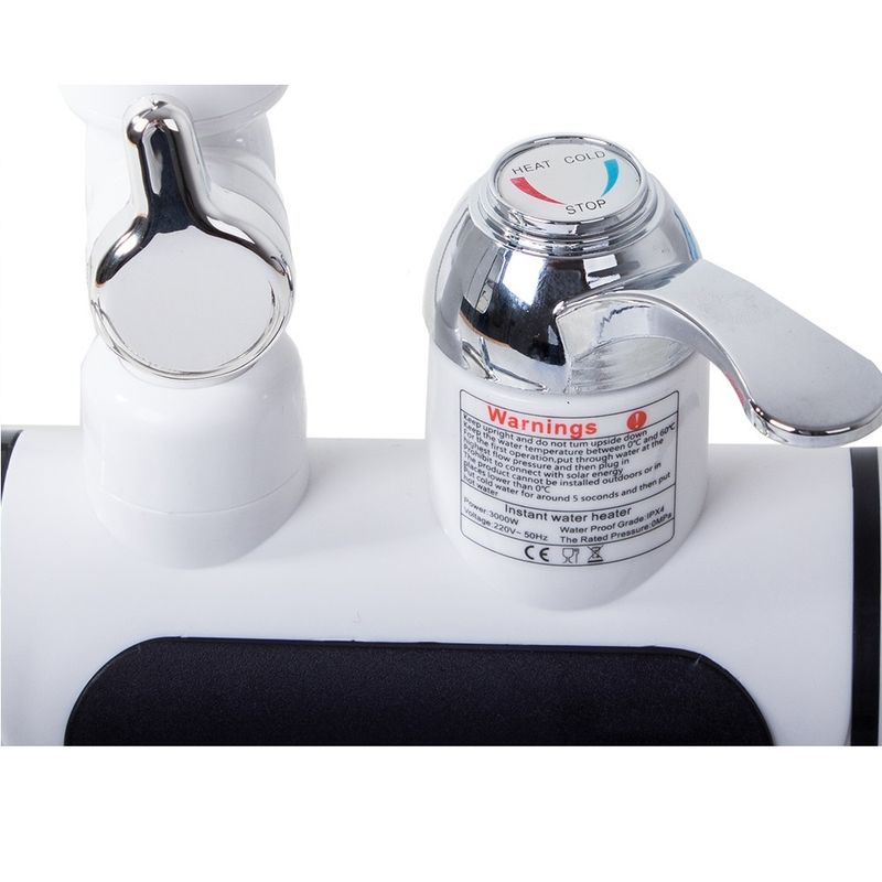 Casa si Gradina - Sanitare - Instalatii hidro - Robineti - Robinet electric pentru incalzit apa instant, 3000W, afisaj LCD, metalic, cu dus, inaltim robinet 31 cm, alb - Infinity.ro