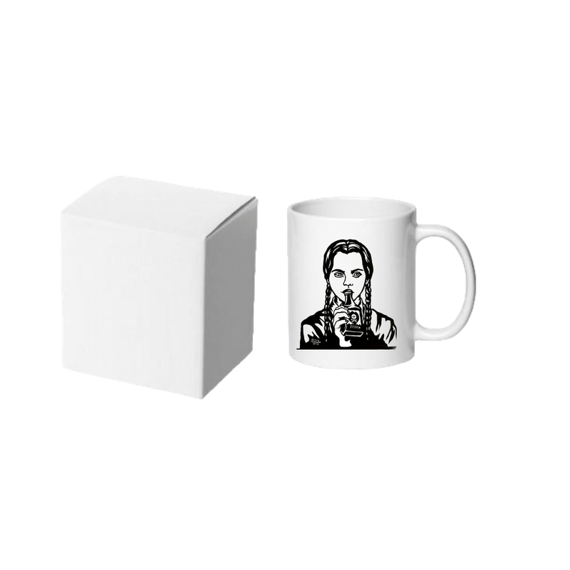 Casa si Gradina - Bucatarie si vesela - Cani si pahare - Cani si cesti - Cana alba personalizata, Wednesday, The Addams Family, INOVATIX®. 330ml - Infinity.ro
