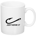 Casa si Gradina - Bucatarie si vesela - Cani si pahare - Cani si cesti - Cana alba personalizata "Just Hook It", INOVATIX®. 330ml - Infinity.ro