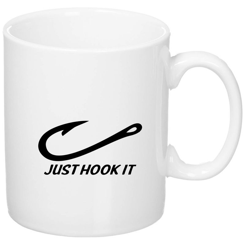 Casa si Gradina - Bucatarie si vesela - Cani si pahare - Cani si cesti - Cana alba personalizata "Just Hook It", INOVATIX®. 330ml - Infinity.ro