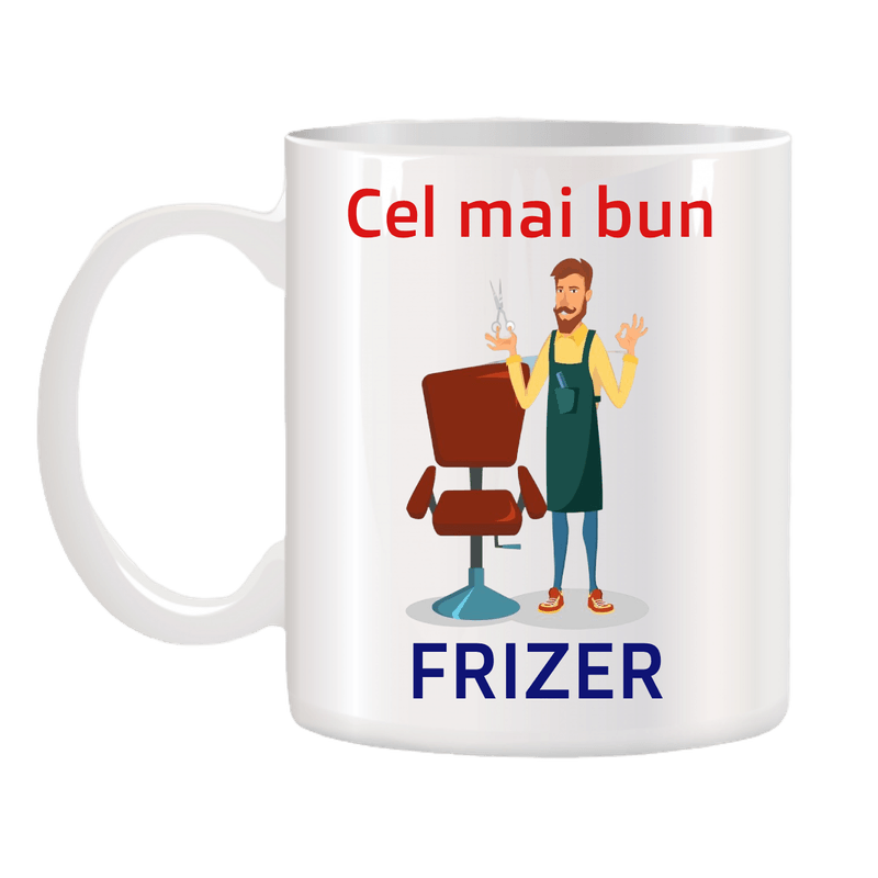 Casa si Gradina - Bucatarie si vesela - Cani si pahare - Cani si cesti - Cana alba personalizata Cel mai bun Frizer, INOVATIX®. 330ml - Infinity.ro
