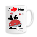 Casa si Gradina - Bucatarie si vesela - Cani si pahare - Cani si cesti - Cana alba personalizata I love you, model minnie & mickey masina, INOVATIX®. 330ml - Infinity.ro