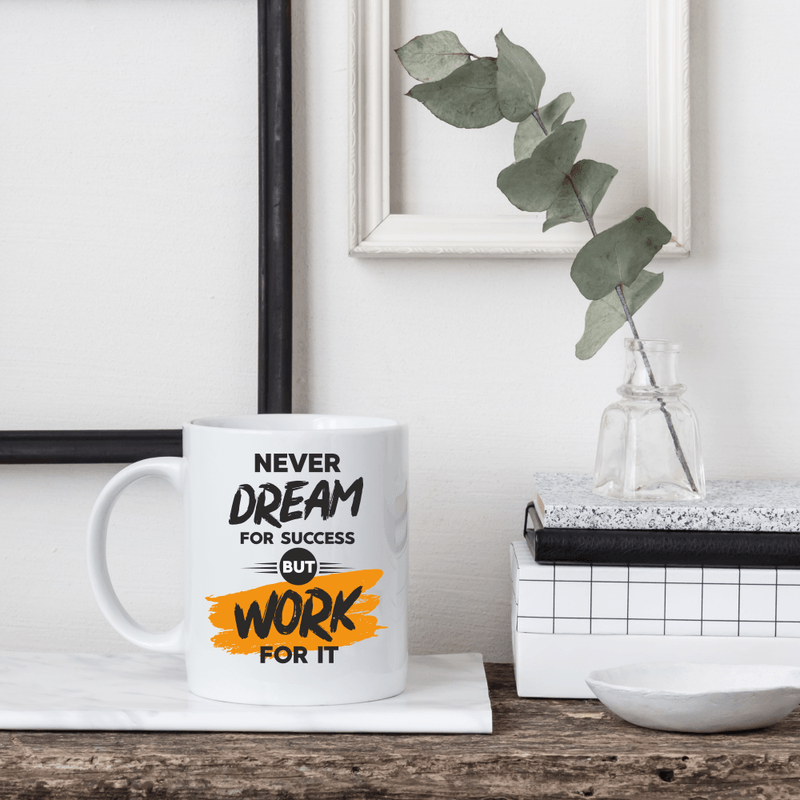 Casa si Gradina - Bucatarie si vesela - Cani si pahare - Cani si cesti - Cana alba personalizata Never dream, INOVATIX®. 330ml - Infinity.ro