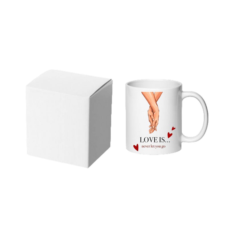 Casa si Gradina - Bucatarie si vesela - Cani si pahare - Cani si cesti - Cana alba personalizata "Love is never let you go", INOVATIX®. 330ml - Infinity.ro