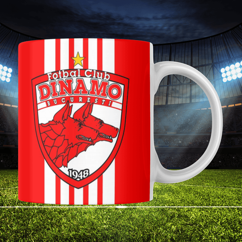 Casa si Gradina - Bucatarie si vesela - Cani si pahare - Cani si cesti - Cana alba personalizata „Dinamo”, INOVATIX®. 330ml - Infinity.ro