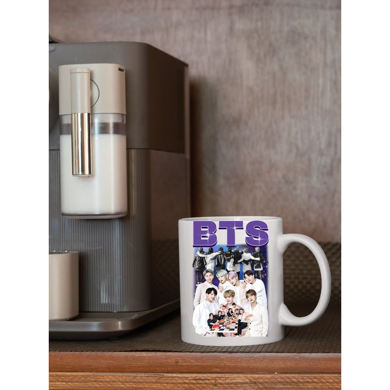 Casa si Gradina - Bucatarie si vesela - Cani si pahare - Cani si cesti - Cana alba personalizata BTS Bangtan, INOVATIX®. 330ml - Infinity.ro
