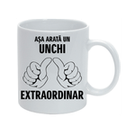 Casa si Gradina - Bucatarie si vesela - Cani si pahare - Cani si cesti - Cana alba personalizata "Asa arata un unchi extraordinar", INOVATIX®. 330ml - Infinity.ro
