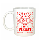 Casa si Gradina - Bucatarie si vesela - Cani si pahare - Cani si cesti - Cana alba personalizata, Editie Limitata 91 ani, INOVATIX®. 330ml - Infinity.ro