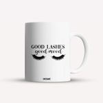 Casa si Gradina - Bucatarie si vesela - Cani si pahare - Cani si cesti - Cana alba personalizata Good lashes, good mood, INOVATIX®. 330ml - Infinity.ro