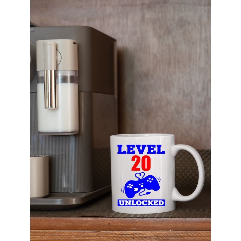 Casa si Gradina - Bucatarie si vesela - Cani si pahare - Cani si cesti - Cana alba personalizata Level 20 unlocked, INOVATIX®. 330ml - Infinity.ro