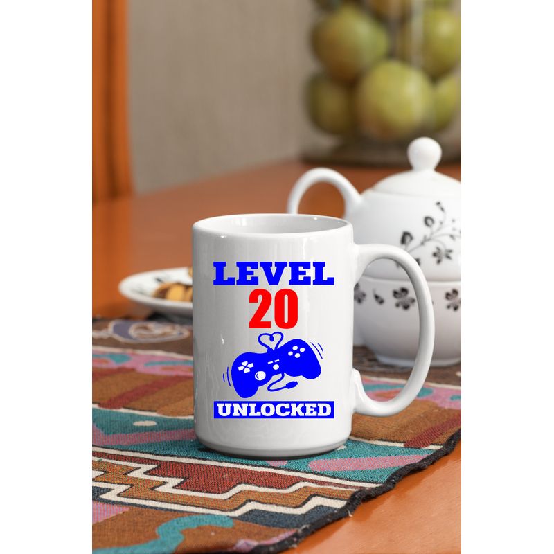 Casa si Gradina - Bucatarie si vesela - Cani si pahare - Cani si cesti - Cana alba personalizata Level 20 unlocked, INOVATIX®. 330ml - Infinity.ro