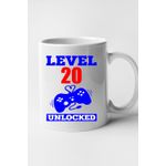Casa si Gradina - Bucatarie si vesela - Cani si pahare - Cani si cesti - Cana alba personalizata Level 20 unlocked, INOVATIX®. 330ml - Infinity.ro