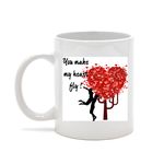 Casa si Gradina - Bucatarie si vesela - Cani si pahare - Cani si cesti - Cana alba personalizata "You make my heart fly", INOVATIX®. 330 ml - Infinity.ro