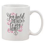 Casa si Gradina - Bucatarie si vesela - Cani si pahare - Cani si cesti - Cana alba personalizata 'You hold the key to my heart', INOVATIX®. 330ml - Infinity.ro