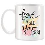 Casa si Gradina - Bucatarie si vesela - Cani si pahare - Cani si cesti - Cana alba personalizata ” Love is all you neeed”, INOVATIX®. 330ml - Infinity.ro
