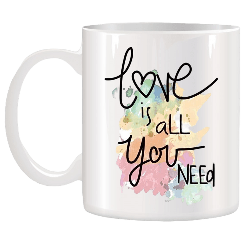 Casa si Gradina - Bucatarie si vesela - Cani si pahare - Cani si cesti - Cana alba personalizata ” Love is all you neeed”, INOVATIX®. 330ml - Infinity.ro