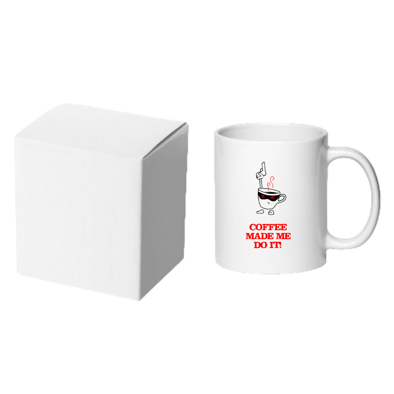 Casa si Gradina - Bucatarie si vesela - Cani si pahare - Cani si cesti - Cana alba ceramica personalizata Coffee made me do it, INOVATIX®. 330ml - Infinity.ro