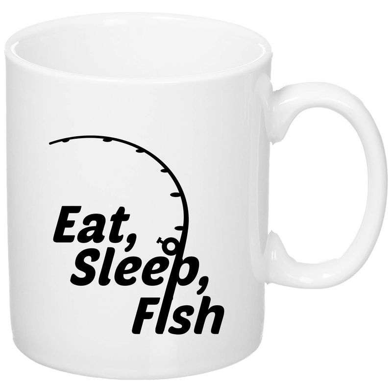 Casa si Gradina - Bucatarie si vesela - Cani si pahare - Cani si cesti - Cana alba personalizata "Eat, Sleep, Fish", INOVATIX®. 330ml - Infinity.ro