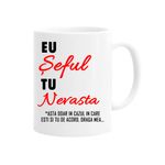 Casa si Gradina - Bucatarie si vesela - Cani si pahare - Cani si cesti - Cana alba personalizata eu seful tu nevasta, INOVATIX®. 330ml - Infinity.ro
