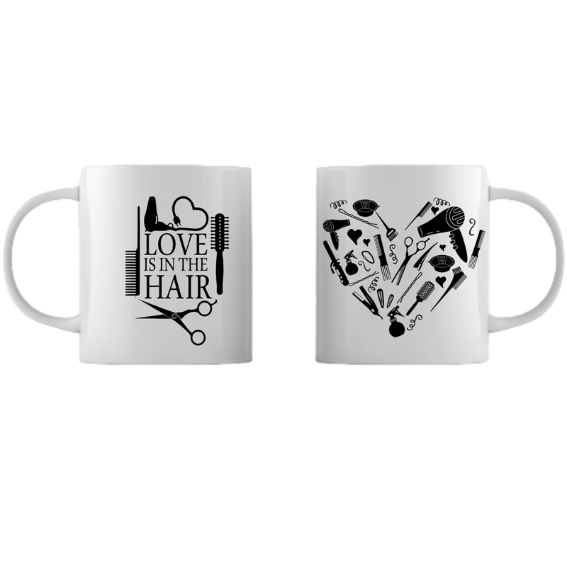 Casa si Gradina - Bucatarie si vesela - Cani si pahare - Cani si cesti - Cana alba personalizata Love is in the Hair, INOVATIX®. 330ml - Infinity.ro